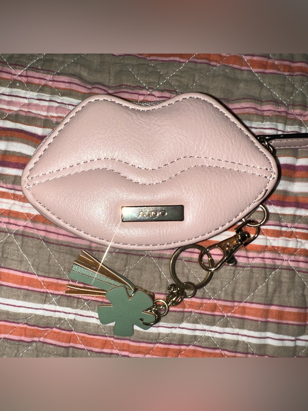 ALDO Light Pink/nude Lip-Shaped Coin Purse Keychain